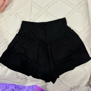 black flowy athletic shorts